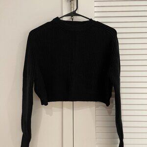 Zara Black Chunky Knit Cropped Sweater